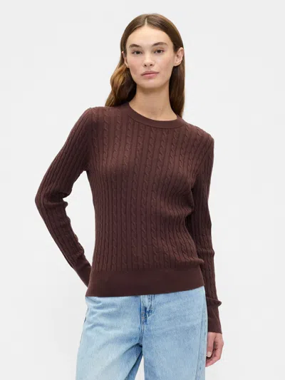 Gap Factory Cashsoft Cable-knit Crewneck Sweater In Brown