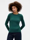 Gap Factory Cashsoft Cable-knit Crewneck Sweater In Green