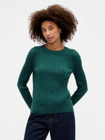 Gap Factory Cashsoft Cable-knit Crewneck Sweater In Green