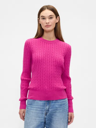 Gap Factory Cashsoft Cable-knit Crewneck Sweater In Pink