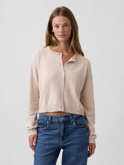 Gap Factory Cashsoft Crewneck Cardigan In Anchorage Cream