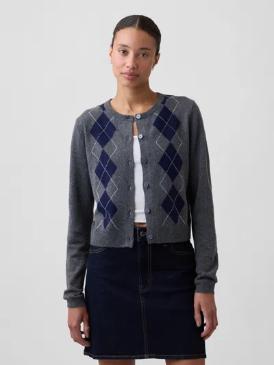 Gap Factory Cashsoft Crewneck Cardigan In Charcoal Gray