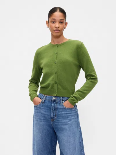 Gap Factory Cashsoft Crewneck Cardigan In Green