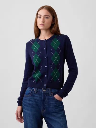 Gap Factory Cashsoft Crewneck Cardigan In Navy Uniform