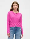Gap Factory Cashsoft Crewneck Cardigan In Pink