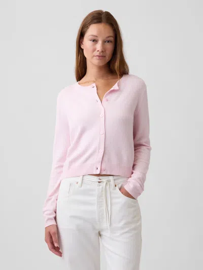 Gap Factory Cashsoft Crewneck Cardigan In Pink Rose Mist