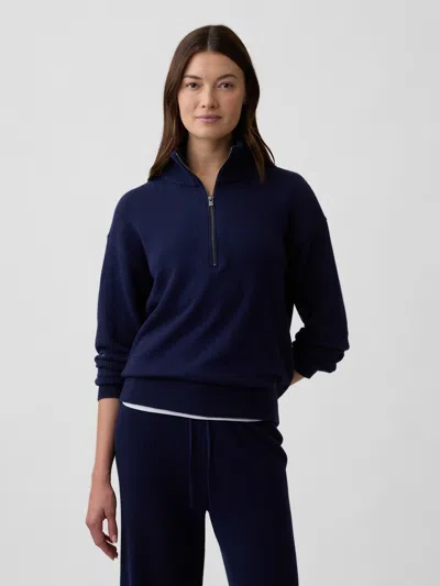 Gap Factory Cashsoft Half-zip Mockneck Sweater In Blue