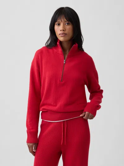 Gap Factory Cashsoft Half-zip Mockneck Sweater In Red