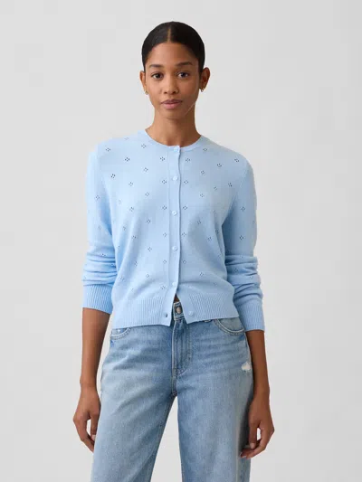 Gap Factory Cashsoft Pointelle Cardigan In Blue