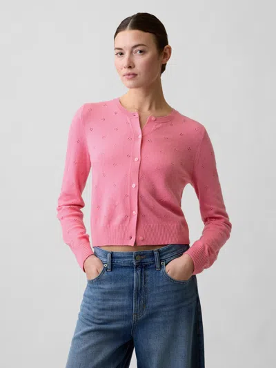 Gap Factory Cashsoft Pointelle Cardigan In Pink