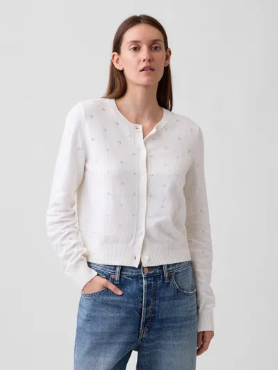 Gap Factory Cashsoft Pointelle Cardigan In White