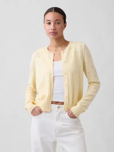 Gap Factory Cashsoft Pointelle Cardigan In Yellow