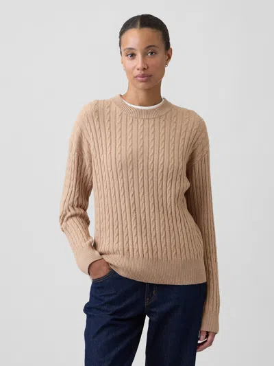 Gap Factory Cashsoft Relaxed Cable-knit Crewneck Sweater In Brown