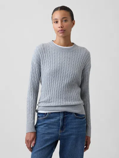 Gap Factory Cashsoft Relaxed Cable-knit Crewneck Sweater In Gray