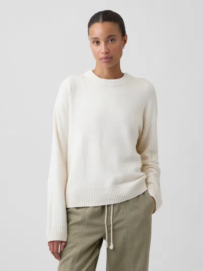 Gap Factory Cashsoft Relaxed Crewneck Sweater In Birch White
