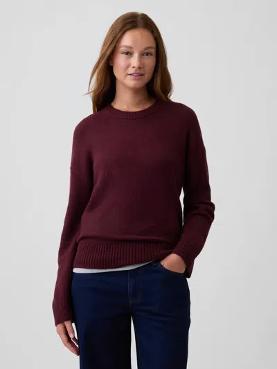 Gap Factory Cashsoft Relaxed Crewneck Sweater In Deep Rouge Heather