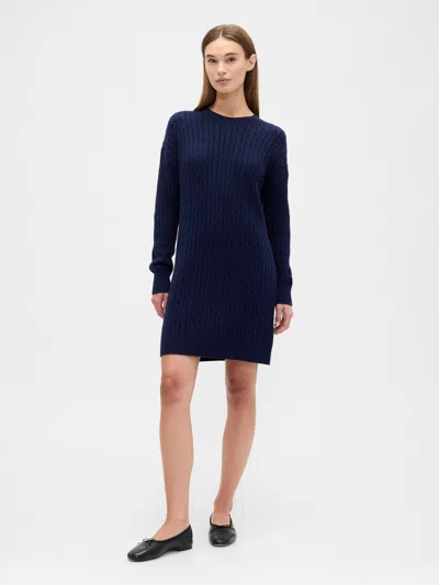 Gap Factory Cashsoft Relaxed Crewneck Sweater Mini Dress In Blue