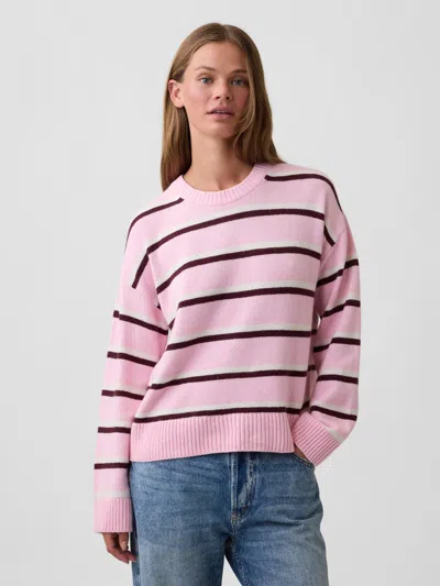 Gap Factory Cashsoft Relaxed Crewneck Sweater In Pink Stripe