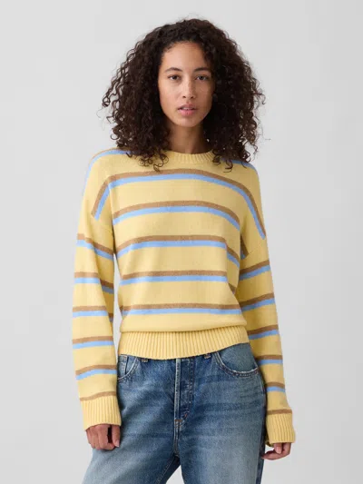 Gap Factory Cashsoft Relaxed Crewneck Sweater In Yellow Stripe