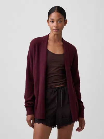 Gap Factory Cashsoft Relaxed Open-front Cardigan In Deep Rouge Heather