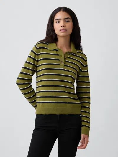Gap Factory Cashsoft Relaxed Polo Shirt Sweater In Forest Moss Green