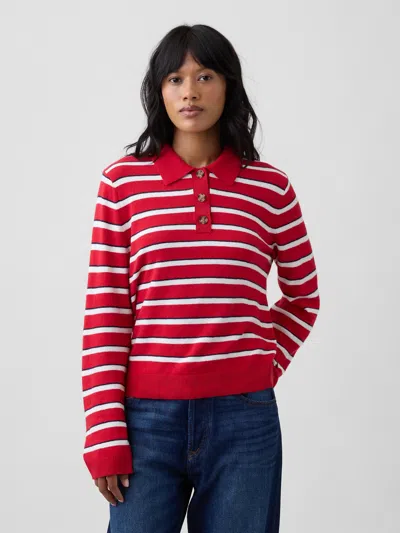 Gap Factory Cashsoft Relaxed Polo Shirt Sweater In Modern Red