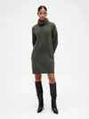 Gap Factory Cashsoft Relaxed Turtleneck Sweater Mini Dress In Green