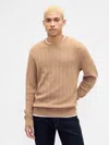 Gap Factory Cashsoft Ribbed Crewneck Sweater In Brown
