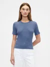 Gap Factory Cashsoft Ribbed Crewneck T-shirt In Blue
