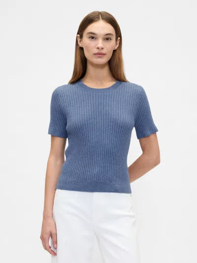 Gap Factory Cashsoft Ribbed Crewneck T-shirt In Blue