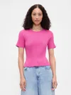 Gap Factory Cashsoft Ribbed Crewneck T-shirt In Pink