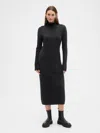 Gap Factory Cashsoft Ribbed Mockneck Midi Dress In Black