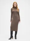 Gap Factory Cashsoft Ribbed Mockneck Midi Dress In Brown
