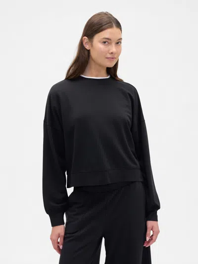 Gap Factory Cloudlight Balloon Sleeve Crewneck Sweatshirt In Black