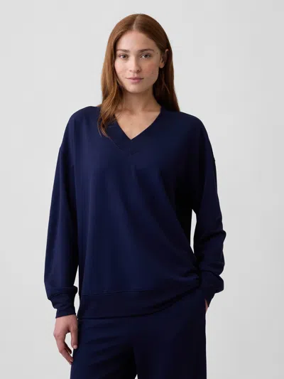 Gap Factory Cloudlight Oversized V-neck Sweatshirt In Navy Uniform