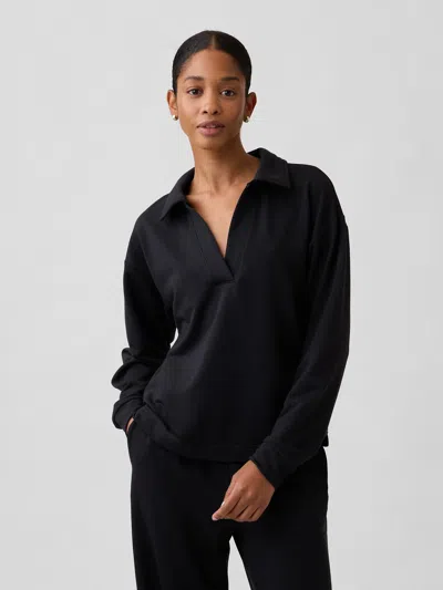 Gap Factory Cloudlight Relaxed Polo Shirt Sweatshirt In Black