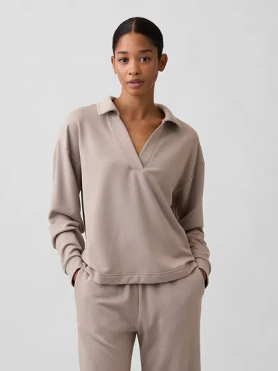 Gap Factory Cloudlight Relaxed Polo Shirt Sweatshirt In Brown