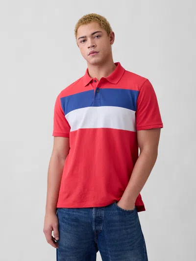 Gap Factory Colorblock Stretch Pique Polo Shirt Shirt In Red