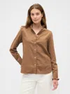 Gap Factory Corduroy Ruffle Shirt In Brown