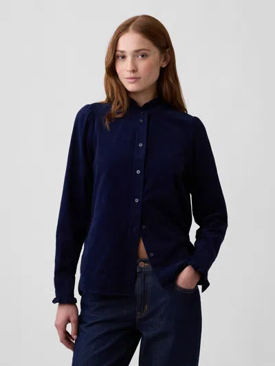 Gap Factory Corduroy Ruffle Shirt In Navy Uniform