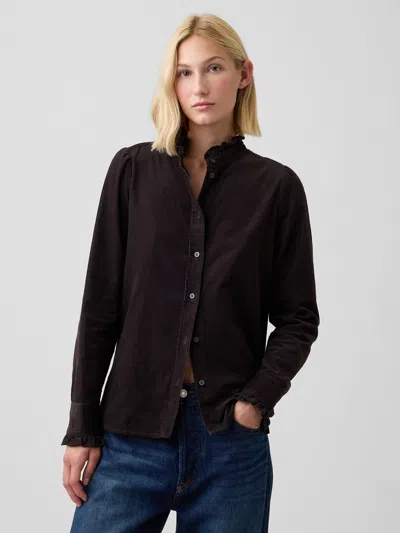 Gap Factory Corduroy Ruffle Shirt In Terra Brown