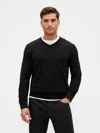 Gap Factory Cotton V-neck Sweater In Black