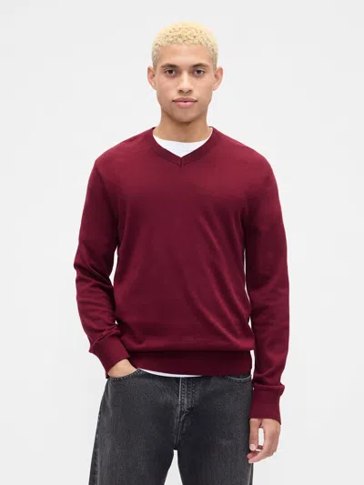 Gap Factory Cotton V-neck Sweater In Red