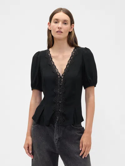 Gap Factory Crepe V-neck Top In Black