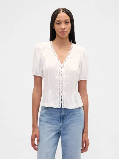 Gap Factory Crepe V-neck Top In White