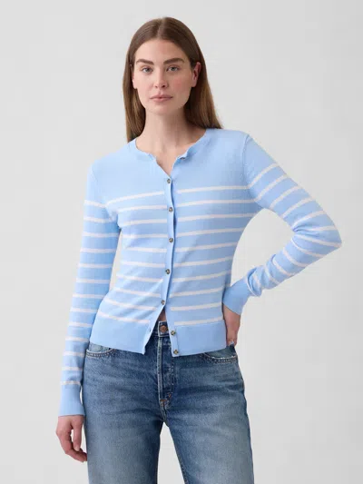 Gap Factory Crewneck Cardigan In Blue