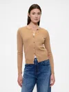 Gap Factory Crewneck Cardigan In Brown
