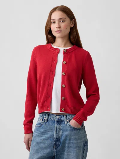 Gap Factory Crewneck Cardigan In Modern Red