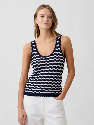 Gap Factory Crochet Scoopneck Tank Top In Blue