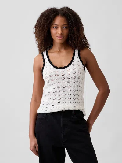 Gap Factory Crochet Scoopneck Tank Top In White